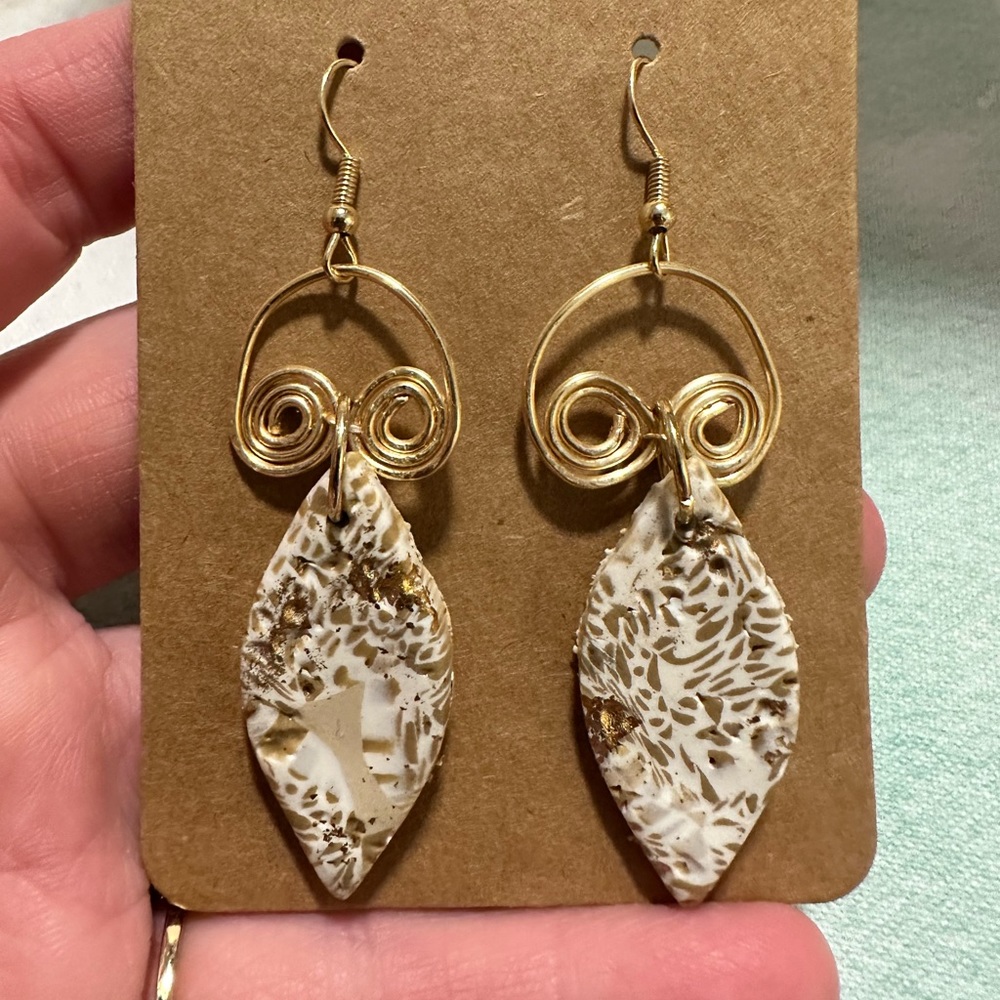Boho inspired clay “owl” earrings